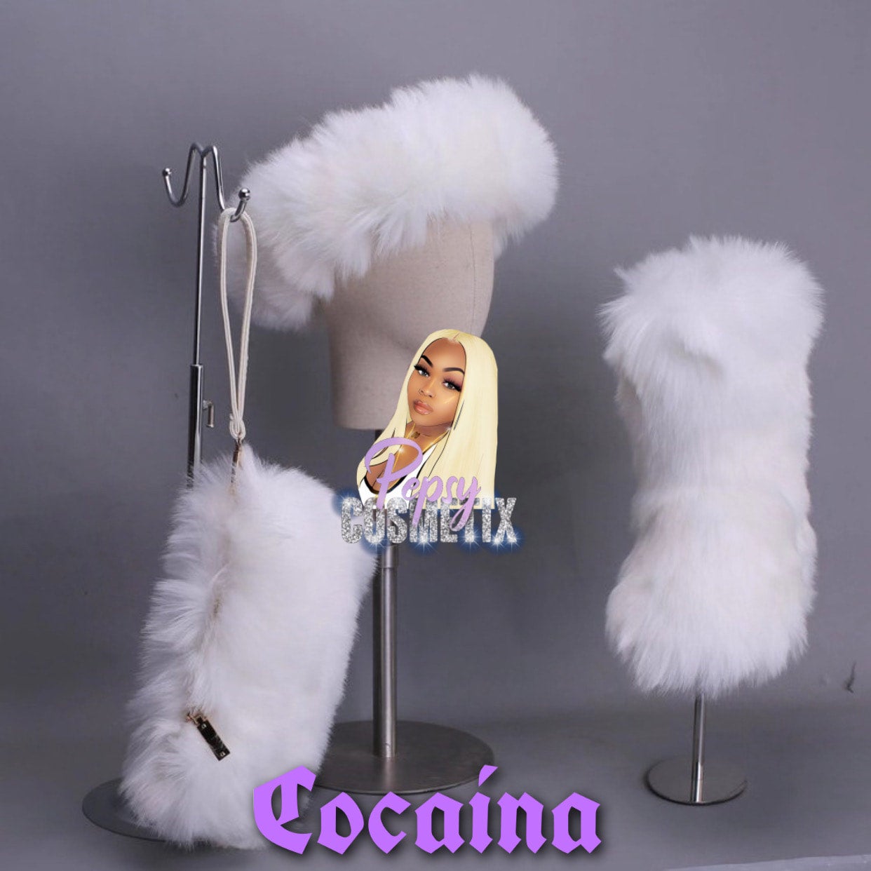 Fur boots purse online and headband